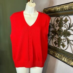 Vintage Nordstrom Point Of View Red Cable knit Vest Sz M